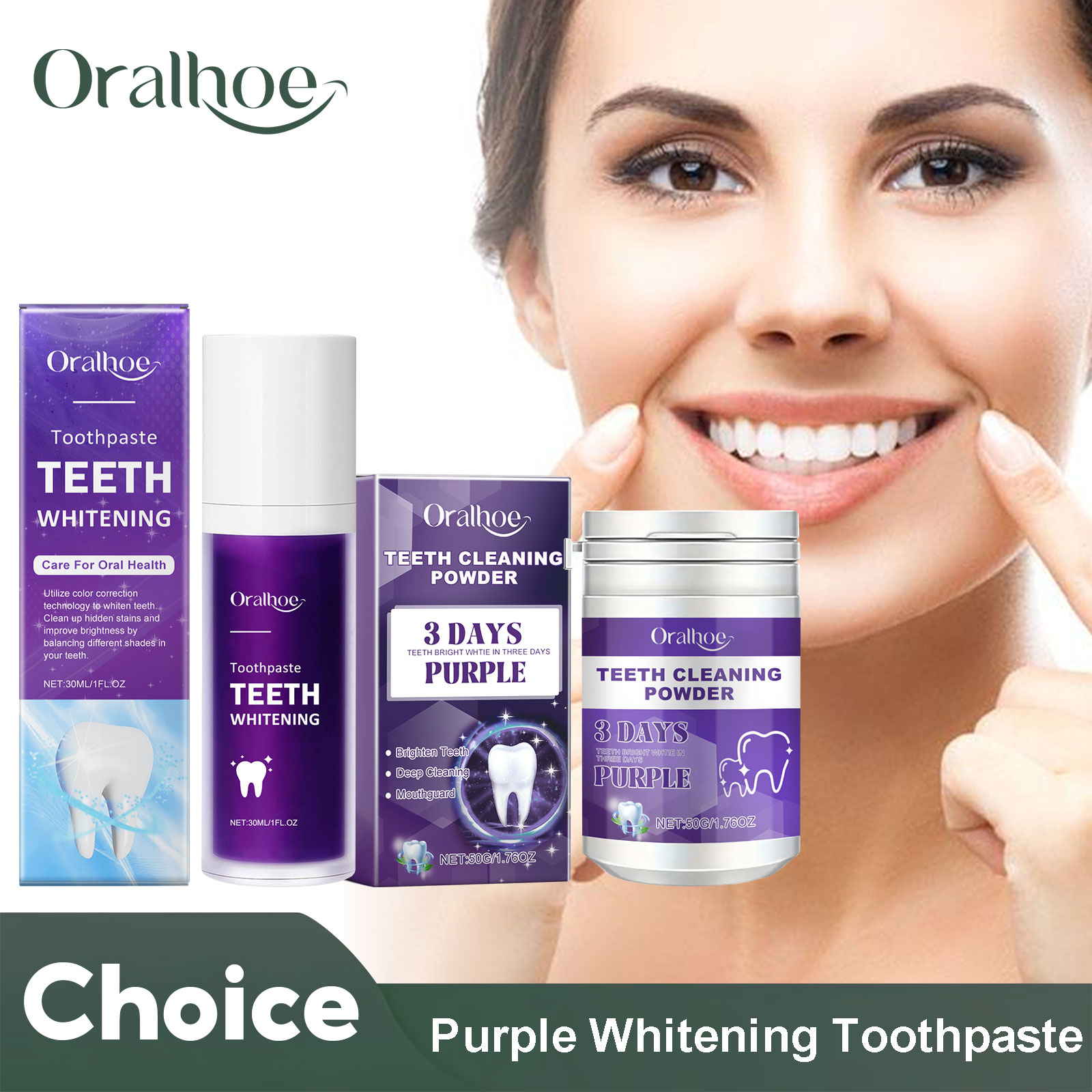 Teeth Whitening Zimba - Correttore viola Dentifricio sbiancante Pulizia profonda